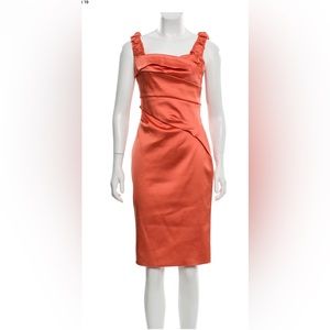 Karen Millen Orange Pencil Dress, Signature Satin Fabric, New With Tags, US 4
